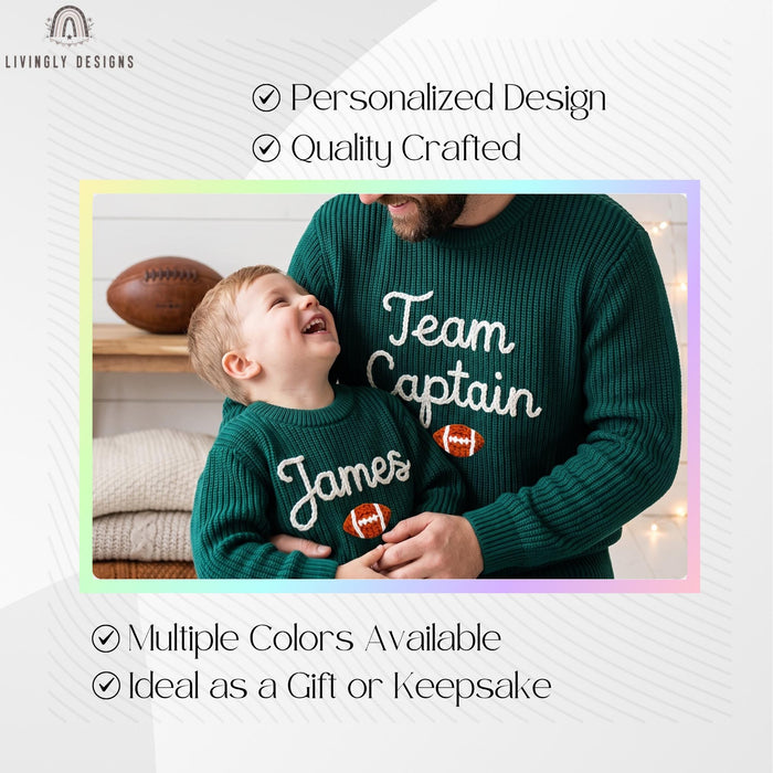 Personalized Embroidered Team Captain Matching Sweaters | Custom Sports Leader Sweatshirt