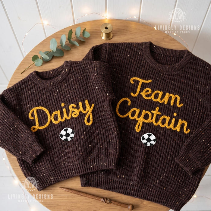 Personalized Embroidered Team Captain Matching Sweaters | Custom Sports Leader Sweatshirt