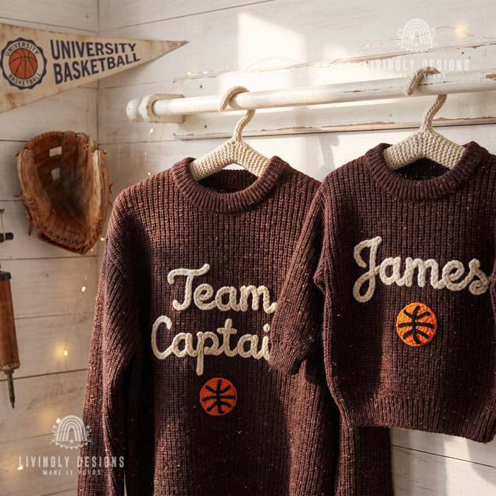 Personalized Embroidered Team Captain Matching Sweaters | Custom Sports Leader Sweatshirt