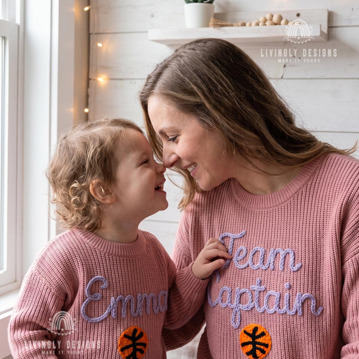 Personalized Embroidered Team Captain Matching Sweaters | Custom Sports Leader Sweatshirt
