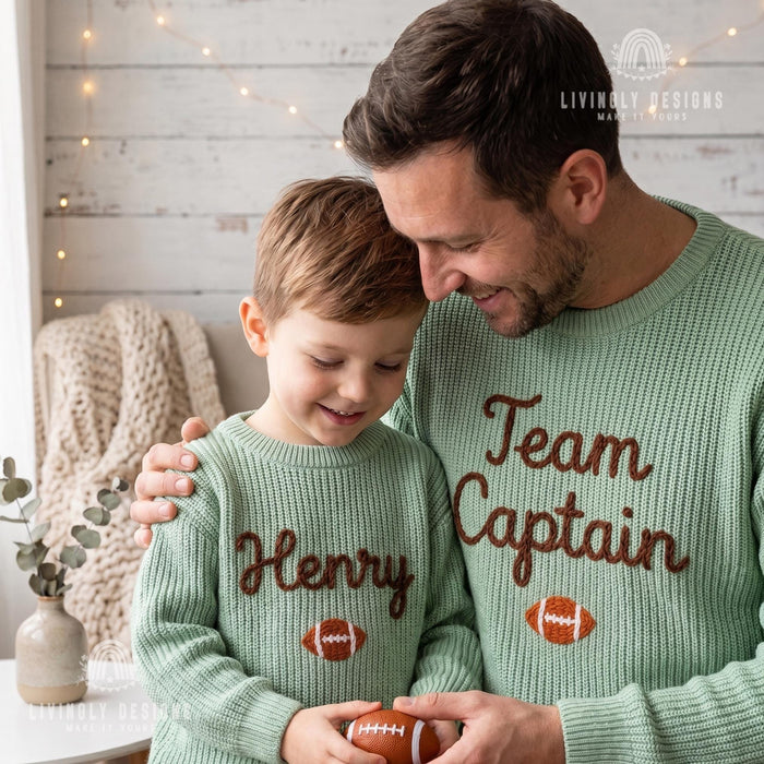 Personalized Embroidered Team Captain Matching Sweaters | Custom Sports Leader Sweatshirt