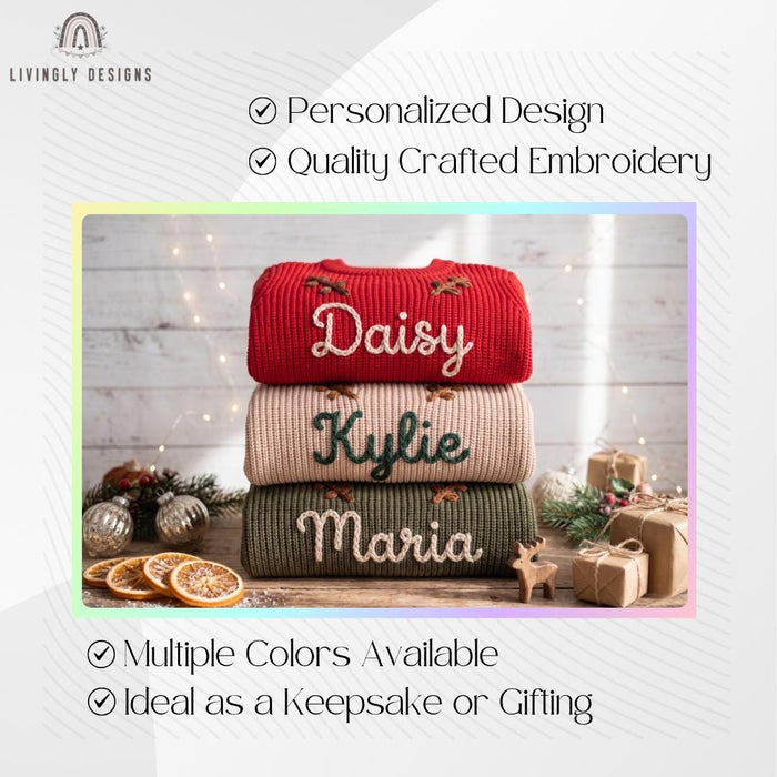 Personalized Antlers Christmas Holiday Knit Jumper
