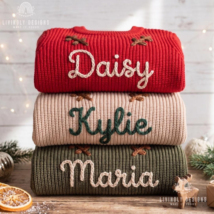 Personalized Antlers Christmas Holiday Knit Jumper
