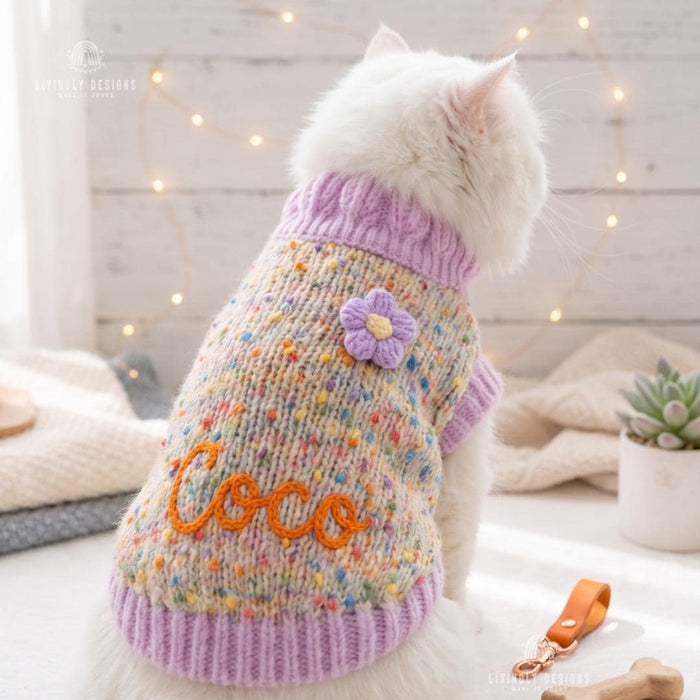 Custom Embroidered Festive Pet Winter Pullover Kitten & Puppy Clothes