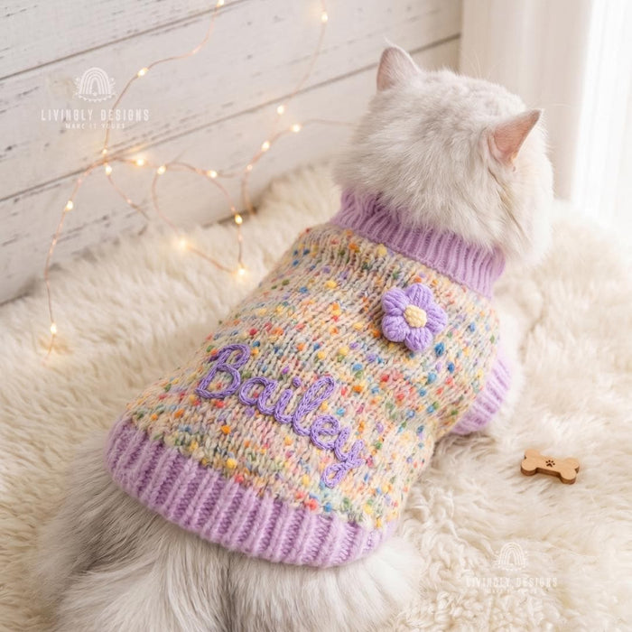 Custom Embroidered Festive Pet Winter Pullover Kitten & Puppy Clothes