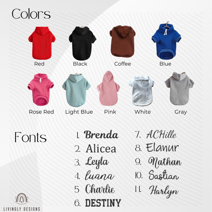 Personalized Name Dog/Pet Sweatshirt Embroidered Winter Pet Hoodie