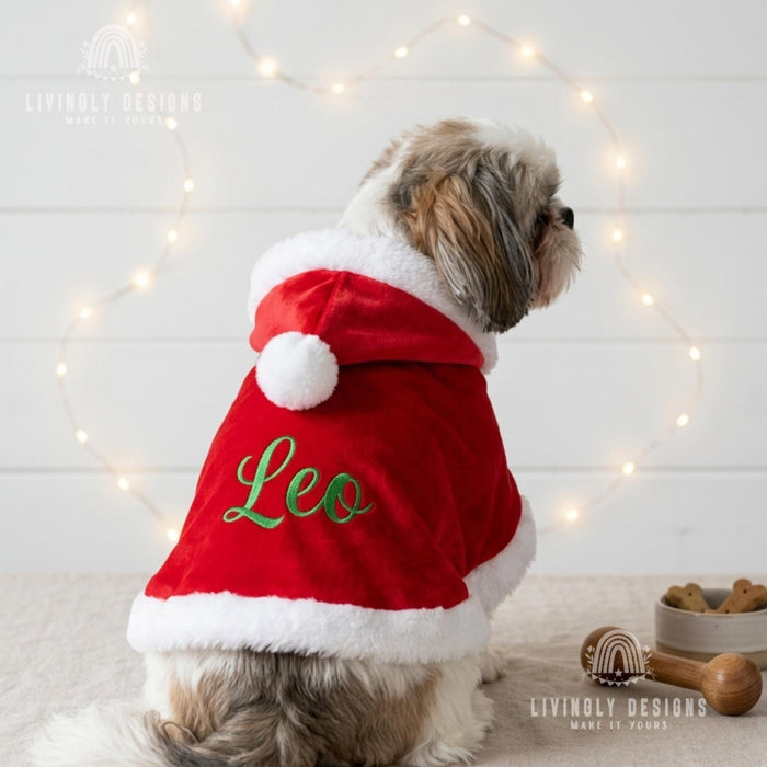 Custom Name Reindeer Pet Cloak, Cozy Christmas Hooded Cape for Dogs and Cats