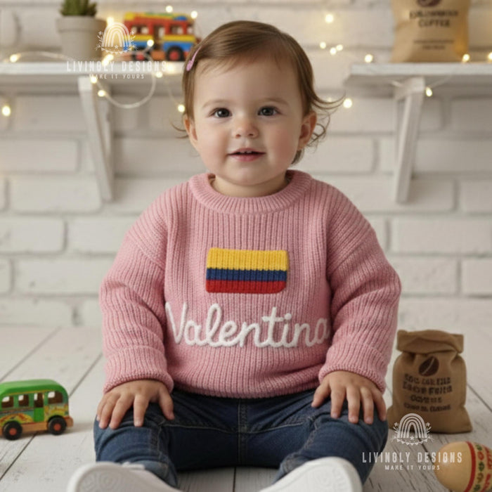 Personalized Colombia Flag Matching Family Sweaters Parent and Child Matching Outfit Gift