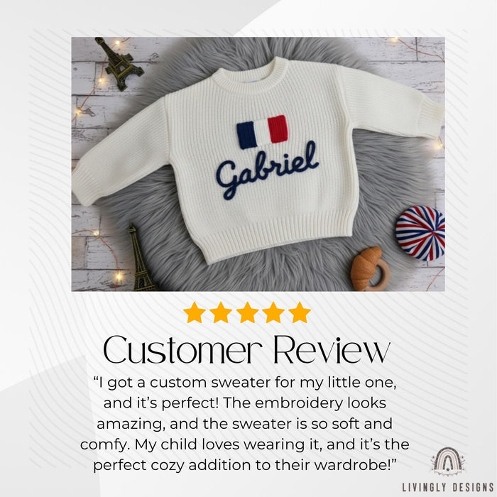 Personalized France Flag Matching Family Sweaters Parent and Child Matching Outfit Gift