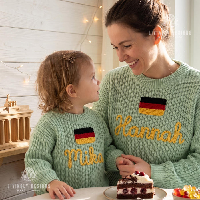Personalized Germany Flag Matching Family Sweaters | Parent and Child Matching Outfit Gift