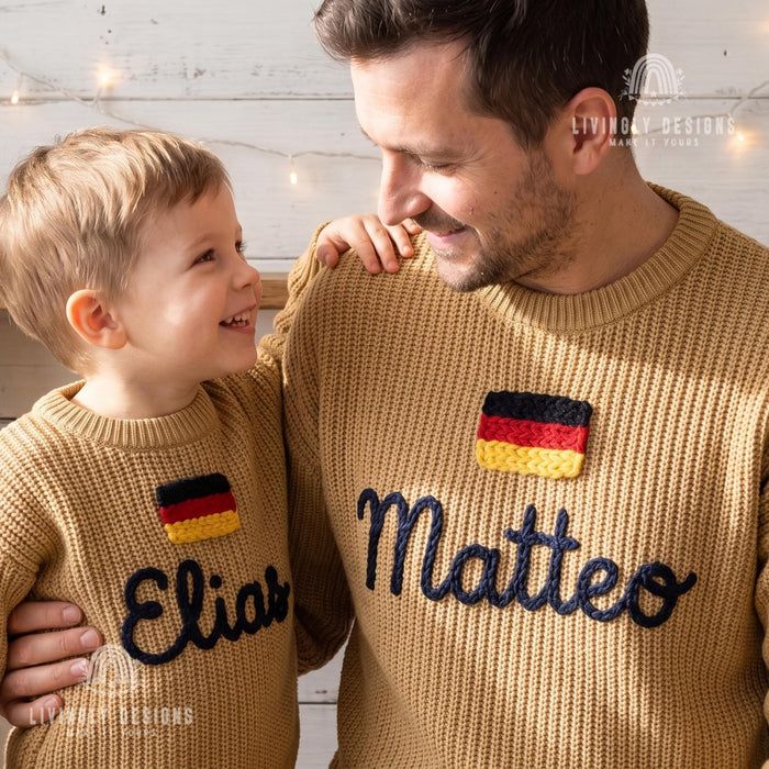 Personalized Germany Flag Matching Family Sweaters | Parent and Child Matching Outfit Gift