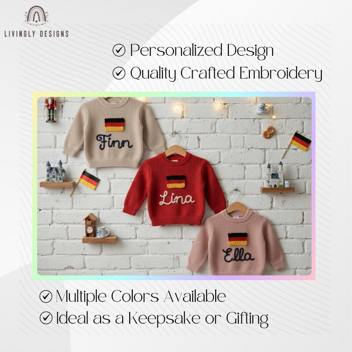 Personalized Germany Flag Matching Family Sweaters | Parent and Child Matching Outfit Gift
