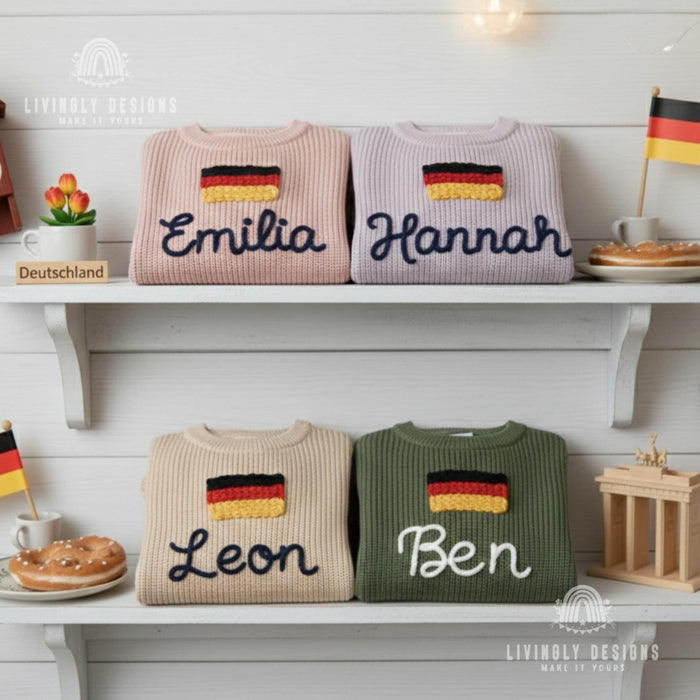 Personalized Germany Flag Matching Family Sweaters | Parent and Child Matching Outfit Gift