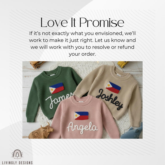 Personalized Philippines Flag Matching Family Sweaters | Parent and Child Matching Outfit Gift