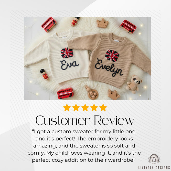 Personalized UK Flag Matching Family Sweaters  Parent and Child Union Jack Matching Outfit Gift