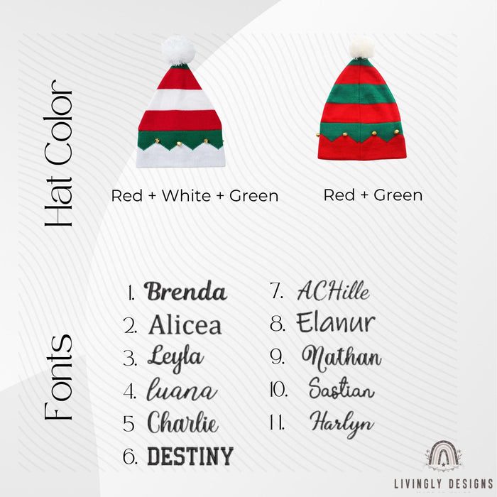 Custom Name Holiday Knit Beanie with Bells – Personalized Children's Festive Christmas Hat