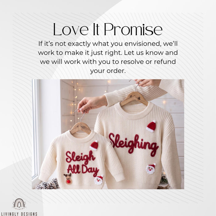Personalized "Sleighing" Family Christmas Jumpers | Custom Embroidered Matching Parent & Child Sweater