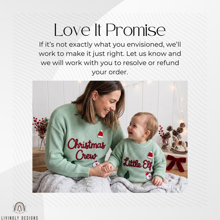 Personalized "Christmas Crew and Little Elf" Family Jumpers | Custom Embroidered Matching Parent & Baby Sweater