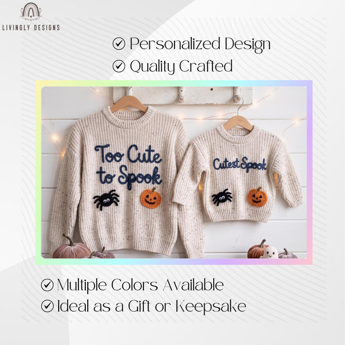 Custom Name or Saying  - Spooky Boo, Tiny Boo Matching Halloween Knit Sweaters