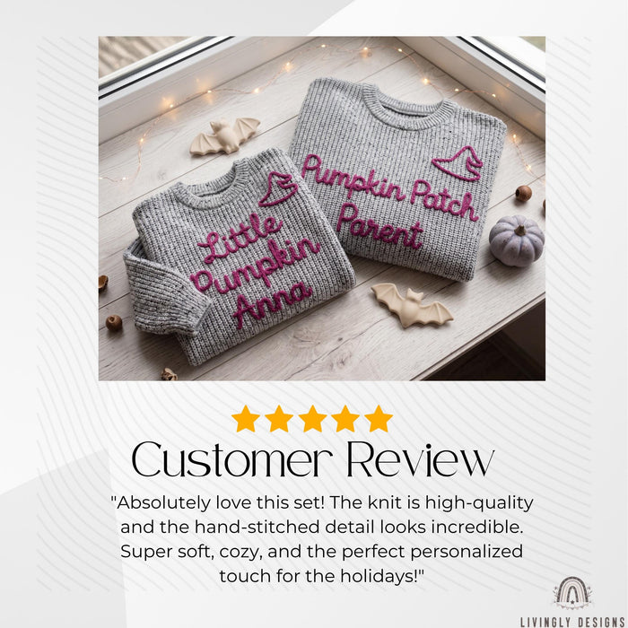 Custom Pumpkin Patch Parent, Little Pumpkin Matching Halloween Parent & Child Sweater