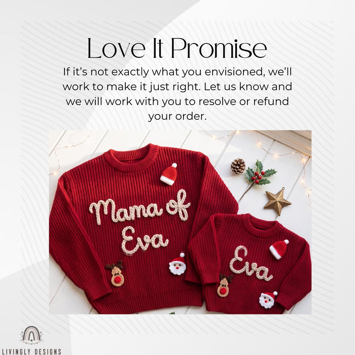 Matching Mama of Baby Name Personalized Christmas Jumpers | Festive Matching Holiday Sweaters