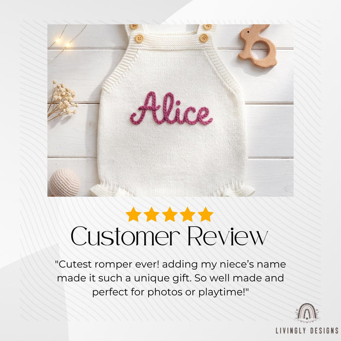 Personalized Baby Knit Romper | Strappy Baby Bubble Romper Outfit