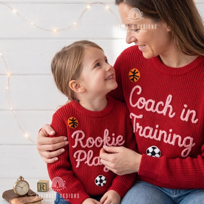 Custom Name Matching Coach in Training, Rookie Player Sweaters Personalized Family Gift
