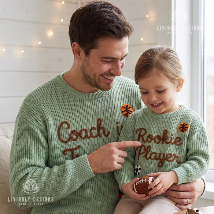 Custom Name Matching Coach in Training, Rookie Player Sweaters Personalized Family Gift