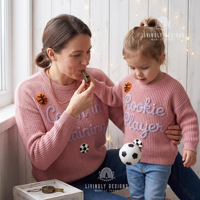 Custom Name Matching Coach in Training, Rookie Player Sweaters Personalized Family Gift