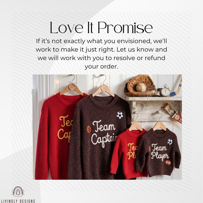 Personalized Team Captain, Team Player Matching Sports Sweaters Custom Cozy Family  Gift