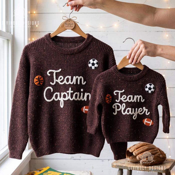 Personalized Team Captain, Team Player Matching Sports Sweaters Custom Cozy Family  Gift