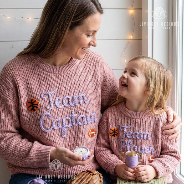 Personalized Team Captain, Team Player Matching Sports Sweaters Custom Cozy Family  Gift