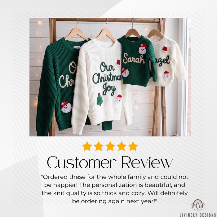 Custom Embroidered Christmas Family Sweaters | Personalized “Our Christmas Joy” Matching Pullovers