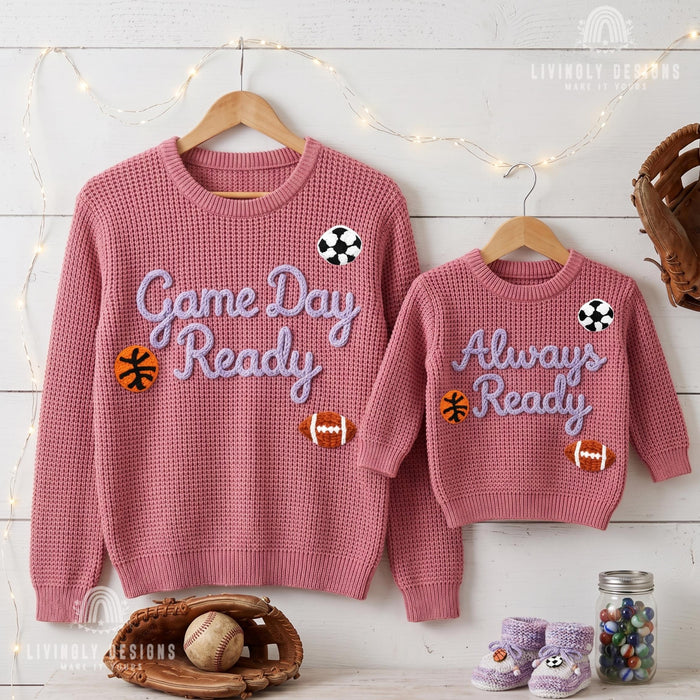 Personalized Embroidered Game Day Matching Sweaters | Custom Sports Leader Sweatshirt
