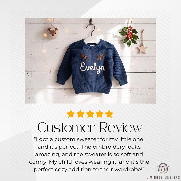 Personalized Antlers Christmas Holiday Knit Jumper