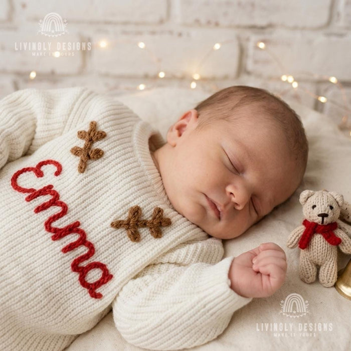 Personalized Antlers Christmas Holiday Knit Jumper