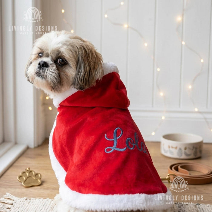 Custom Name Reindeer Pet Cloak, Cozy Christmas Hooded Cape for Dogs and Cats