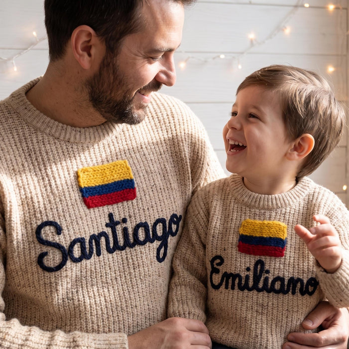Personalized Colombia Flag Matching Family Sweaters Parent and Child Matching Outfit Gift