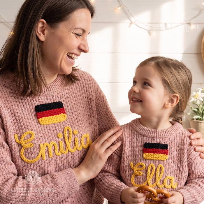 Personalized Germany Flag Matching Family Sweaters | Parent and Child Matching Outfit Gift