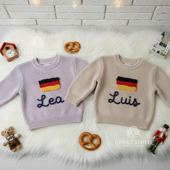 Personalized Germany Flag Matching Family Sweaters | Parent and Child Matching Outfit Gift