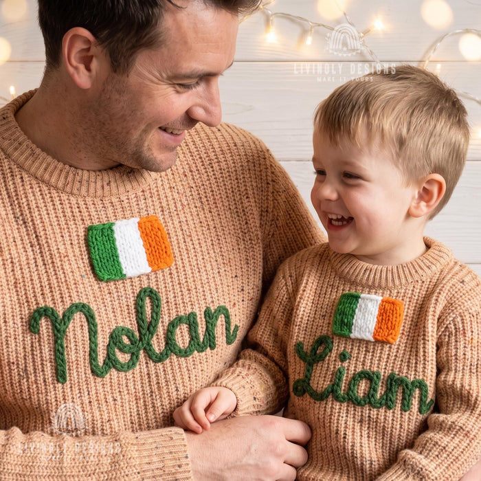 Personalized Ireland Flag Matching Family Sweaters | Parent and Child Matching Outfit Gift