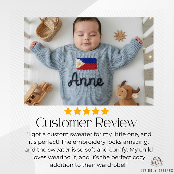 Personalized Philippines Flag Matching Family Sweaters | Parent and Child Matching Outfit Gift