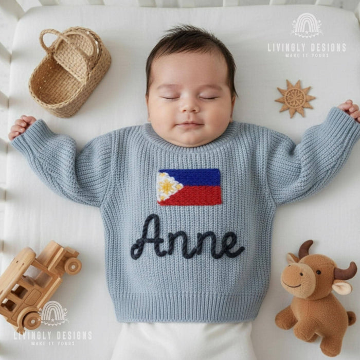 Personalized Philippines Flag Matching Family Sweaters | Parent and Child Matching Outfit Gift