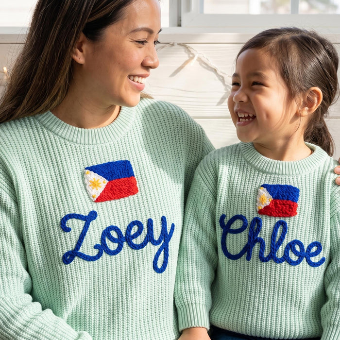 Personalized Philippines Flag Matching Family Sweaters | Parent and Child Matching Outfit Gift