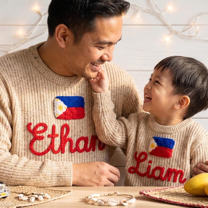 Personalized Philippines Flag Matching Family Sweaters | Parent and Child Matching Outfit Gift