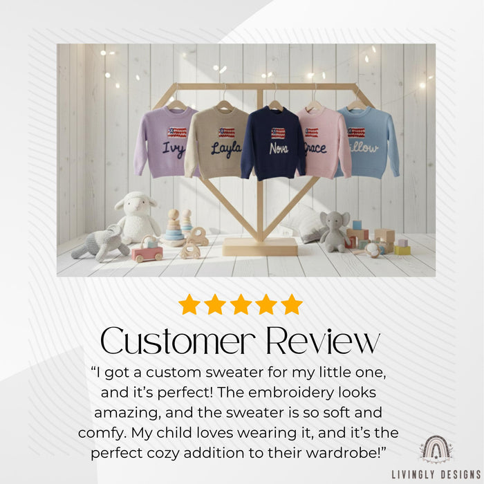 Personalized USA Flag Matching Family Sweaters Parent and Child Matching Outfit Gift