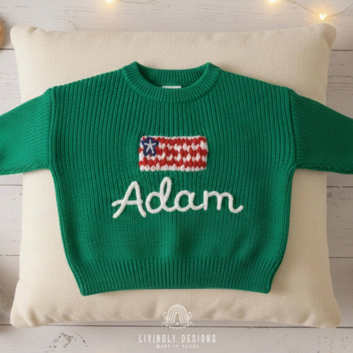 Personalized USA Flag Matching Family Sweaters Parent and Child Matching Outfit Gift