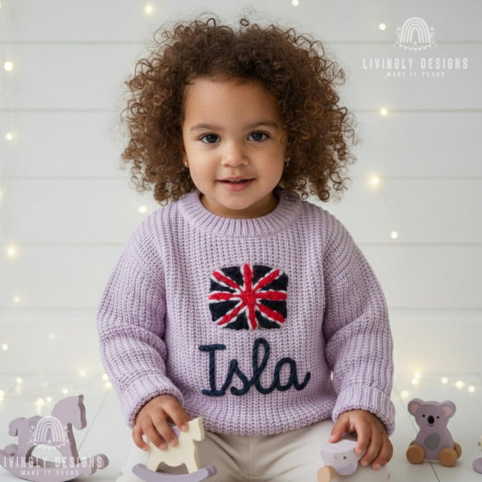 Personalized UK Flag Matching Family Sweaters  Parent and Child Union Jack Matching Outfit Gift