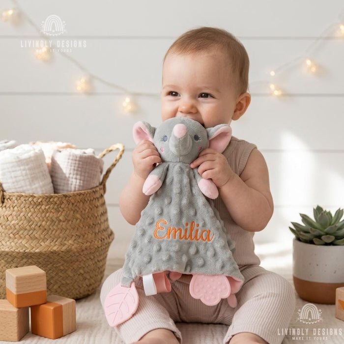 Custom Name Cartoon Animal Baby Comforter for Newborns