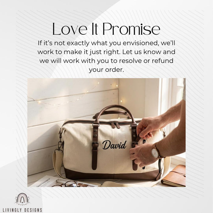 Custom Personalized Men’s Canvas Travel Weekender Bag or Carry-On Storage